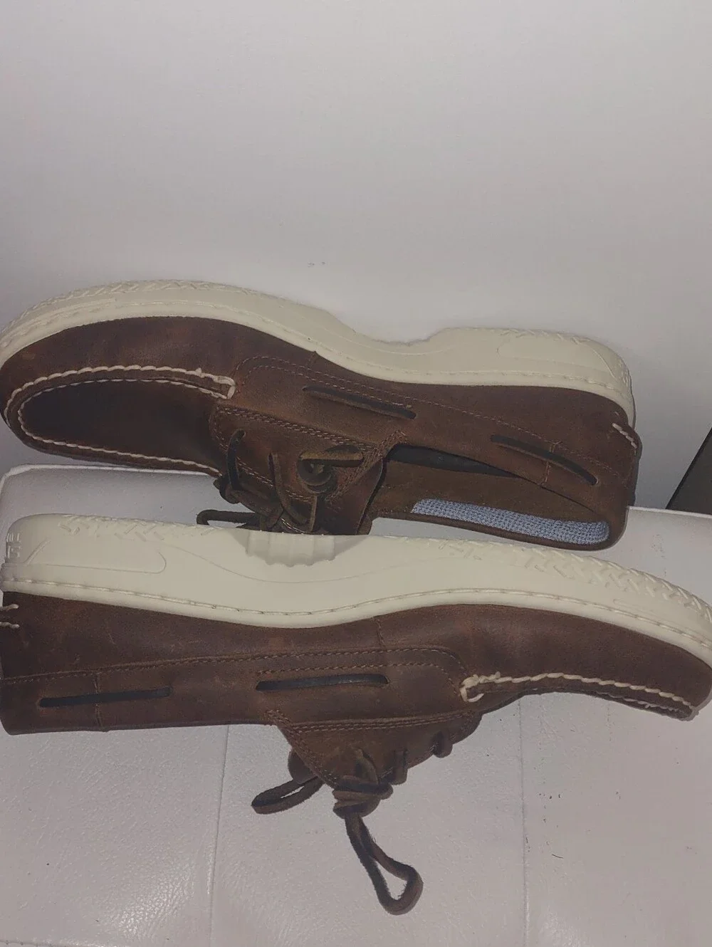 Sperry Billfish Plushwave Dark Brown Leather Boat Shoes Mens Size 10M VGUC